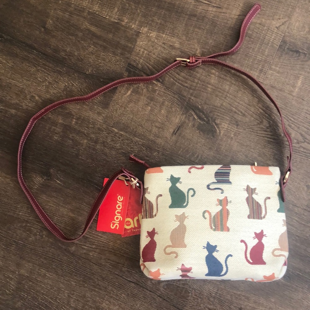 Signare Cheeky Cat Tapestry Satchel Bag NWT!